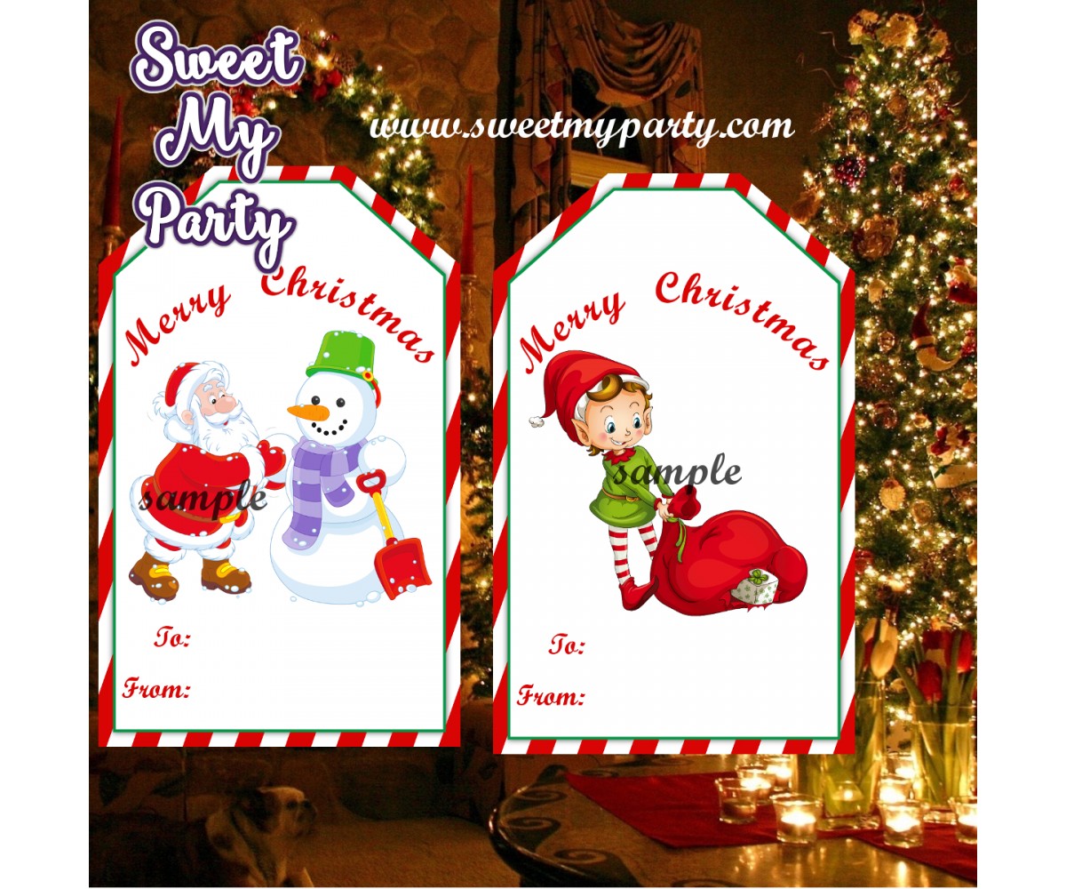 Christmas gift tags, Christmas gift stickers, Santa Claus gift tags,(5,6)